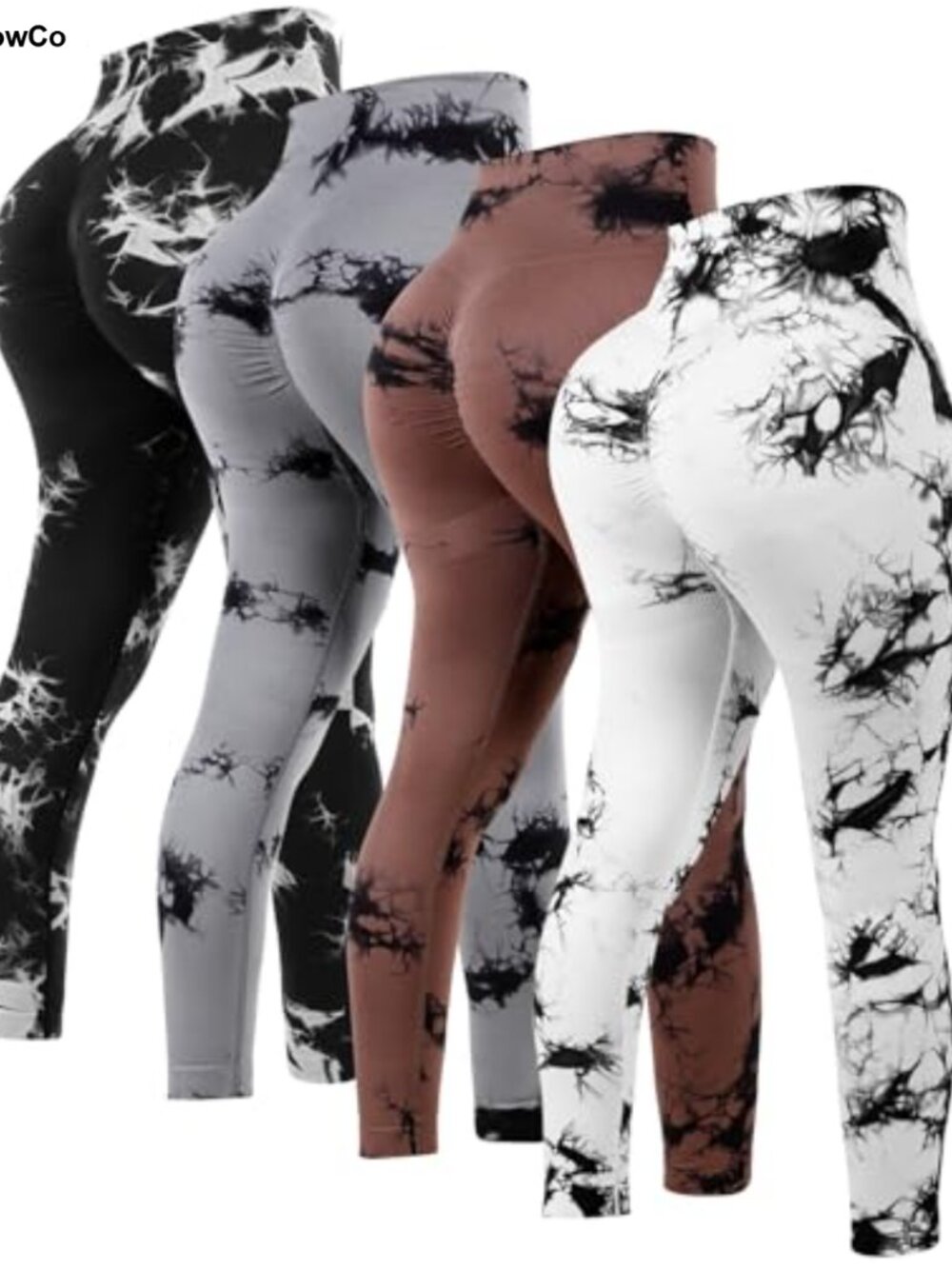 4 Pack High Waisted Tie Dye Yoga Leggings Women Butt Lift Scrunched Seamless